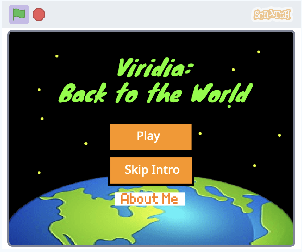 A screenshot of a Scratch project showing a graphic of the world, 