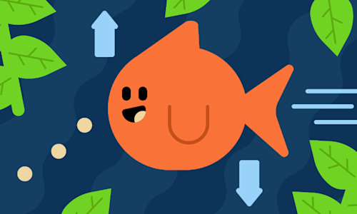 A cartoon style fish is depicted with arrows pointing up and down around it.