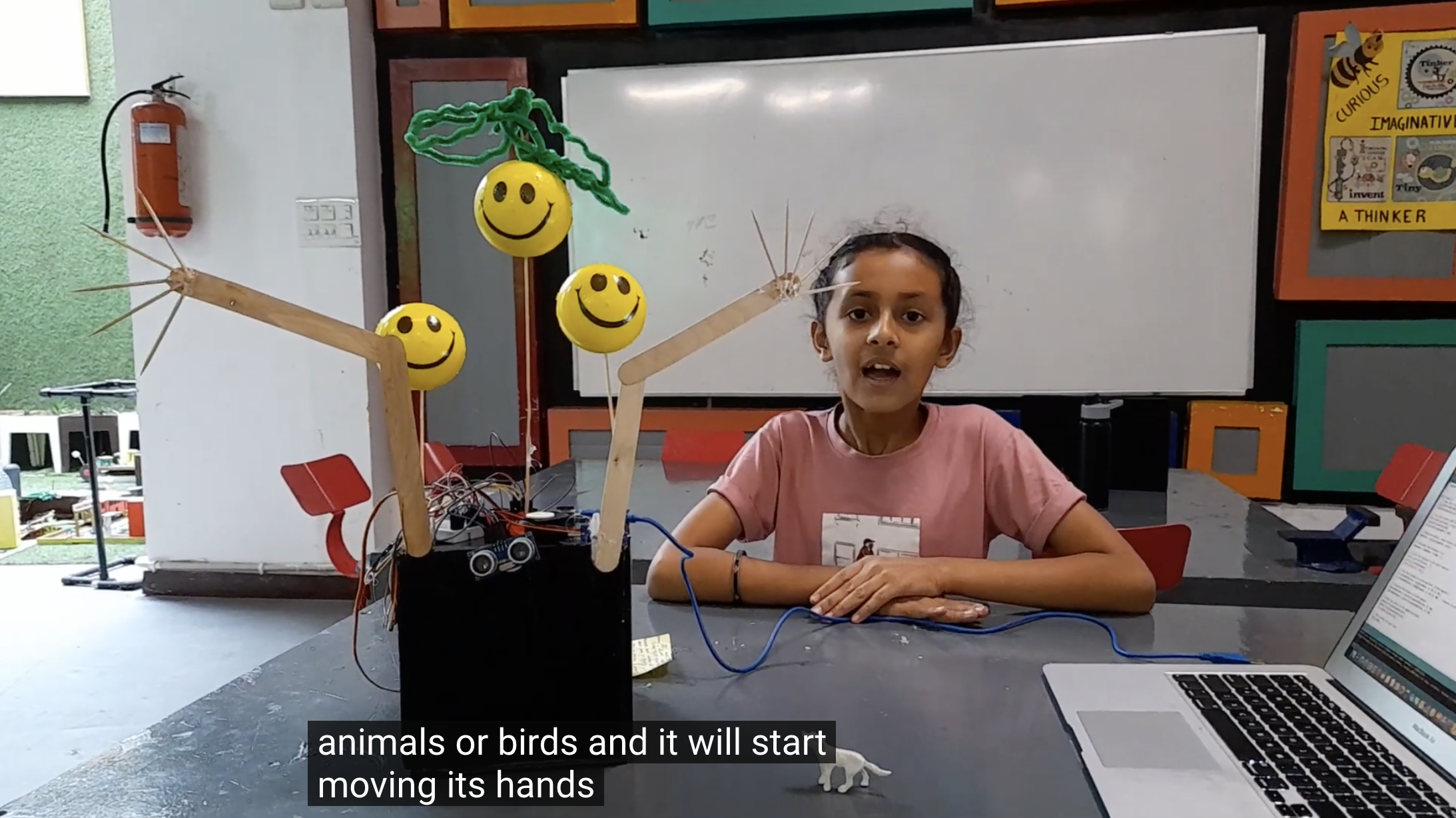 A screenshot from a video of a previous submission called Intelligent Scarecrow