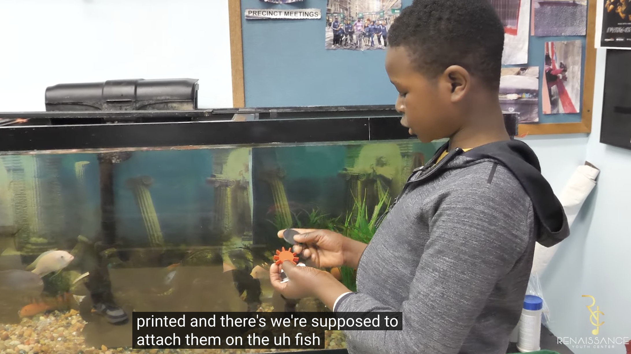 A screenshot from a video of a previous submission called Fish Feeder