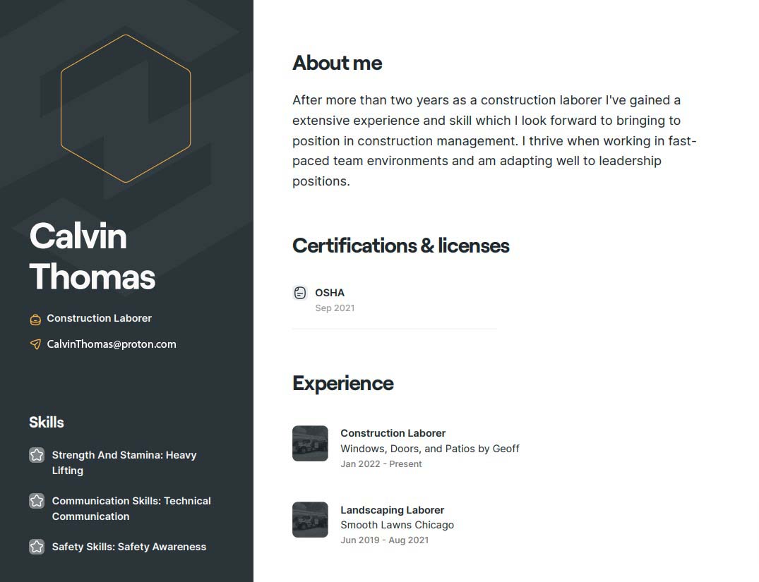 Advanced-Construction-Laborer-Calvin Thomas resume sample