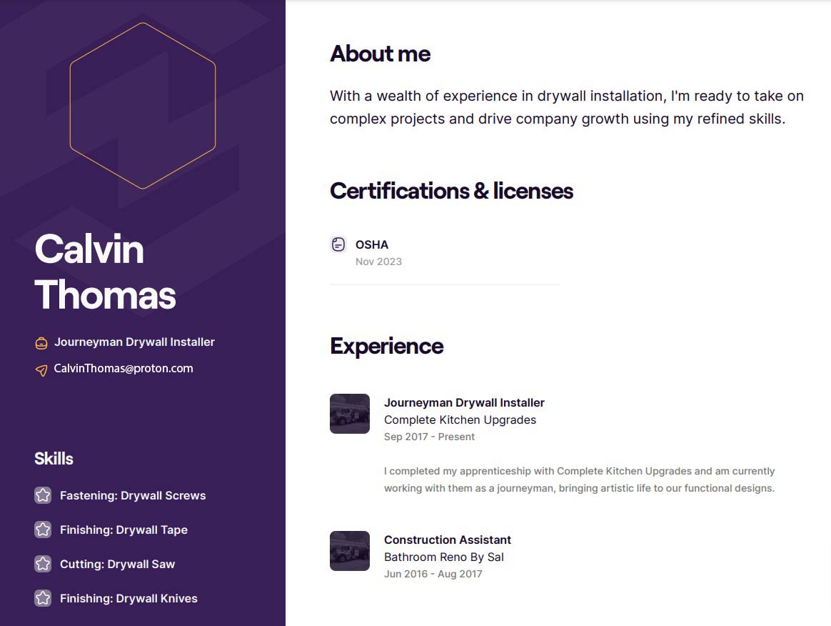 Calvin Thoma-master-drywall-installer-resume-sample