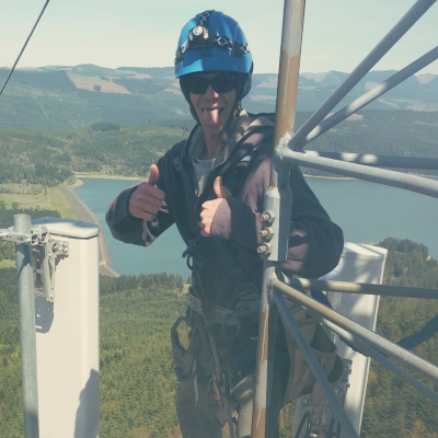 Will working on a cell tower 550 feet up in Eugene, Oregon