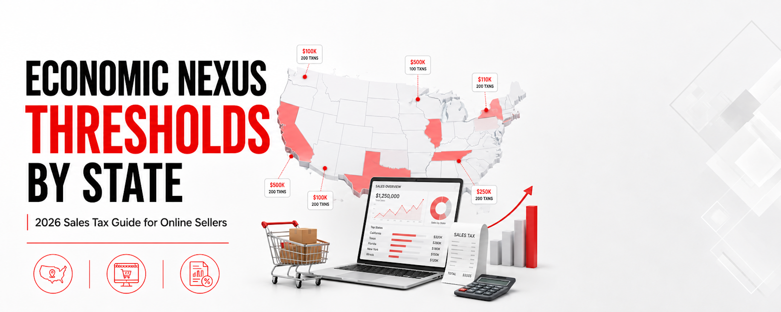 See 2026 economic nexus thresholds by state, learn which sales count, when remote sellers must register, and how marketplace sales affect nexus.