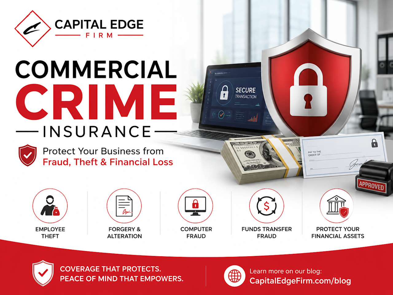 Learn how Commercial Crime Insurance works, including employee theft, forgery, computer fraud, funds transfer fraud, money and securities, robbery, burglary, and business crime exposures.