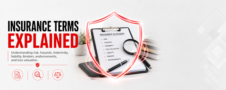 Learn key insurance terms every policyholder should understand, including risk, hazards, indemnity, insurable interest, actual cash value, replacement cost, negligence, liability, occurrence, binders, endorsements, certificates, audits, and damages.