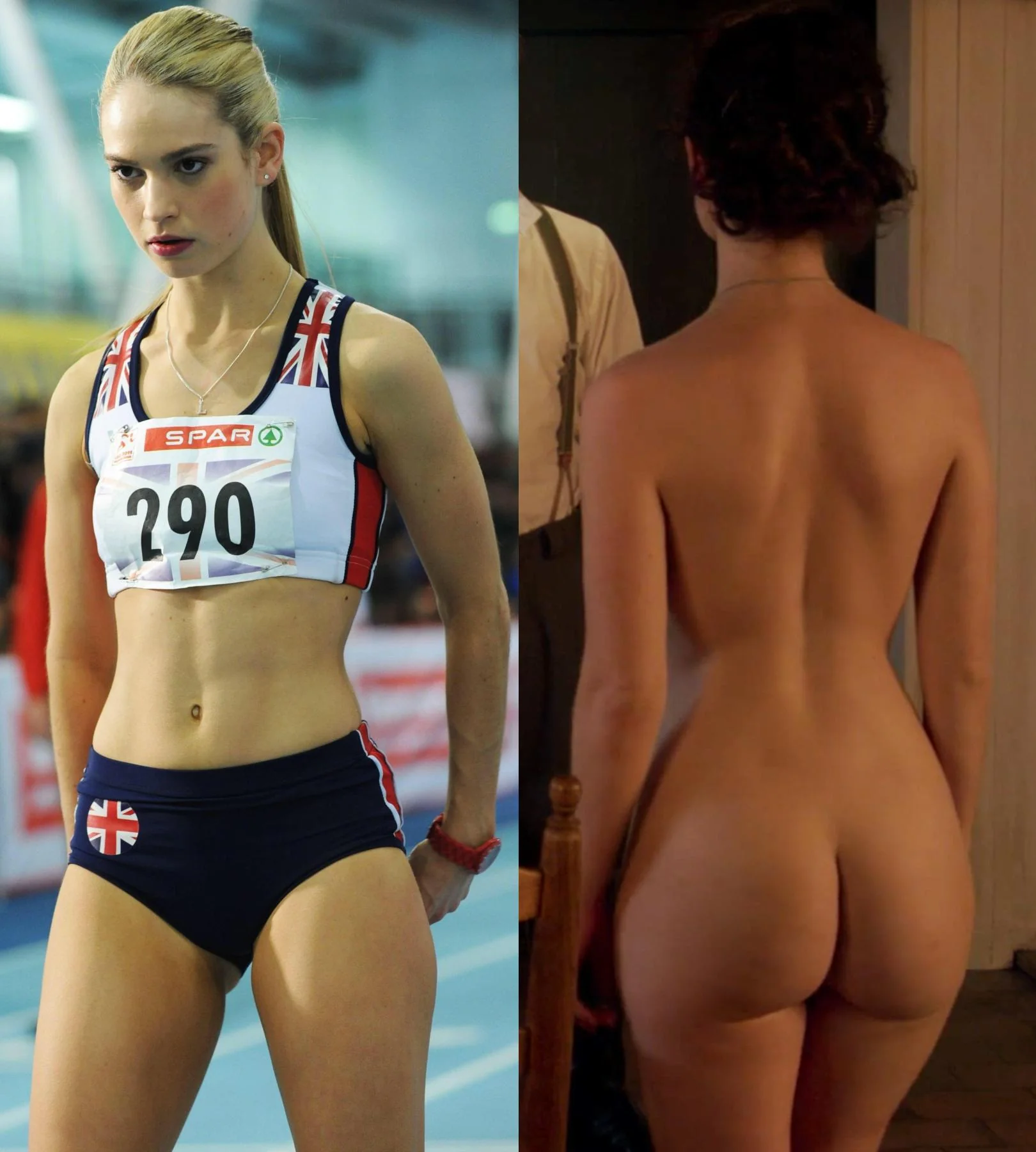 Lily James' abs and ass.