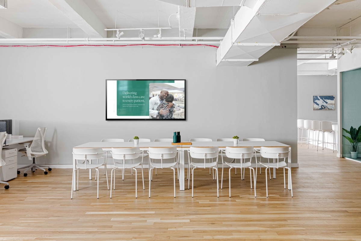 Oneoncology office renovation interior design by Basicspace. All hands, collaborative meeting space for the office.