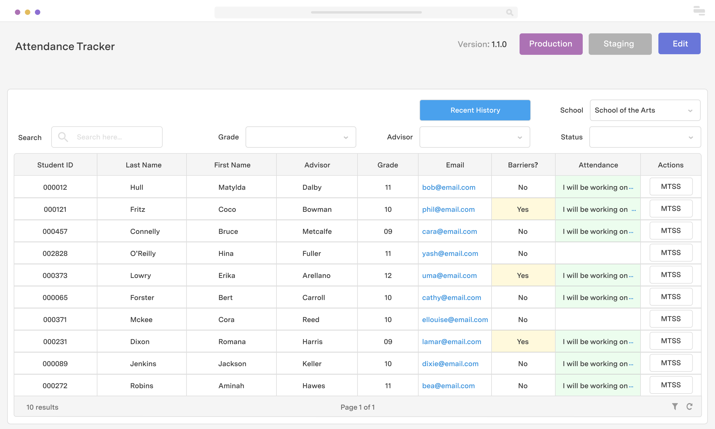 Attendance tracker