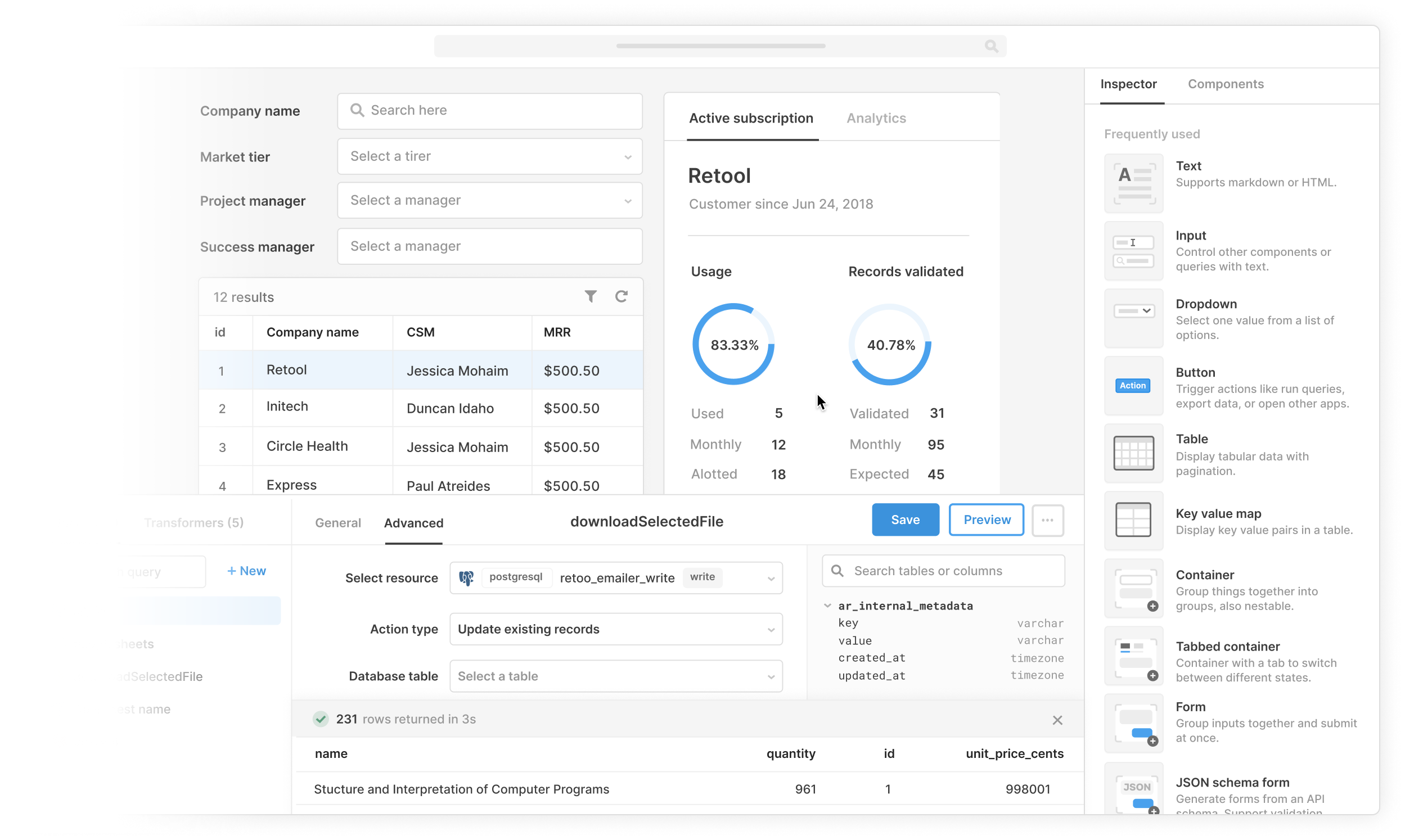 Admin Panel Template Retool