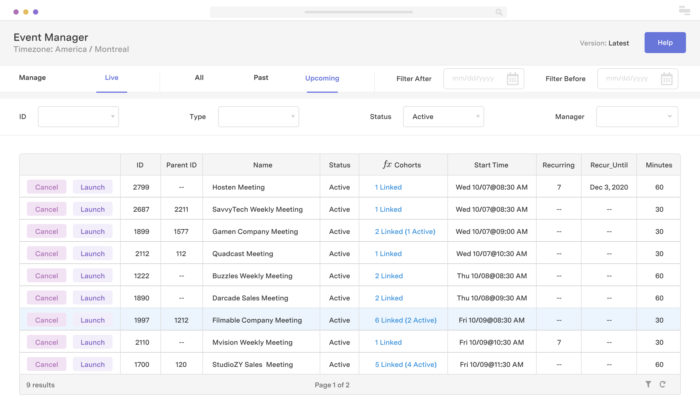 Event management tool