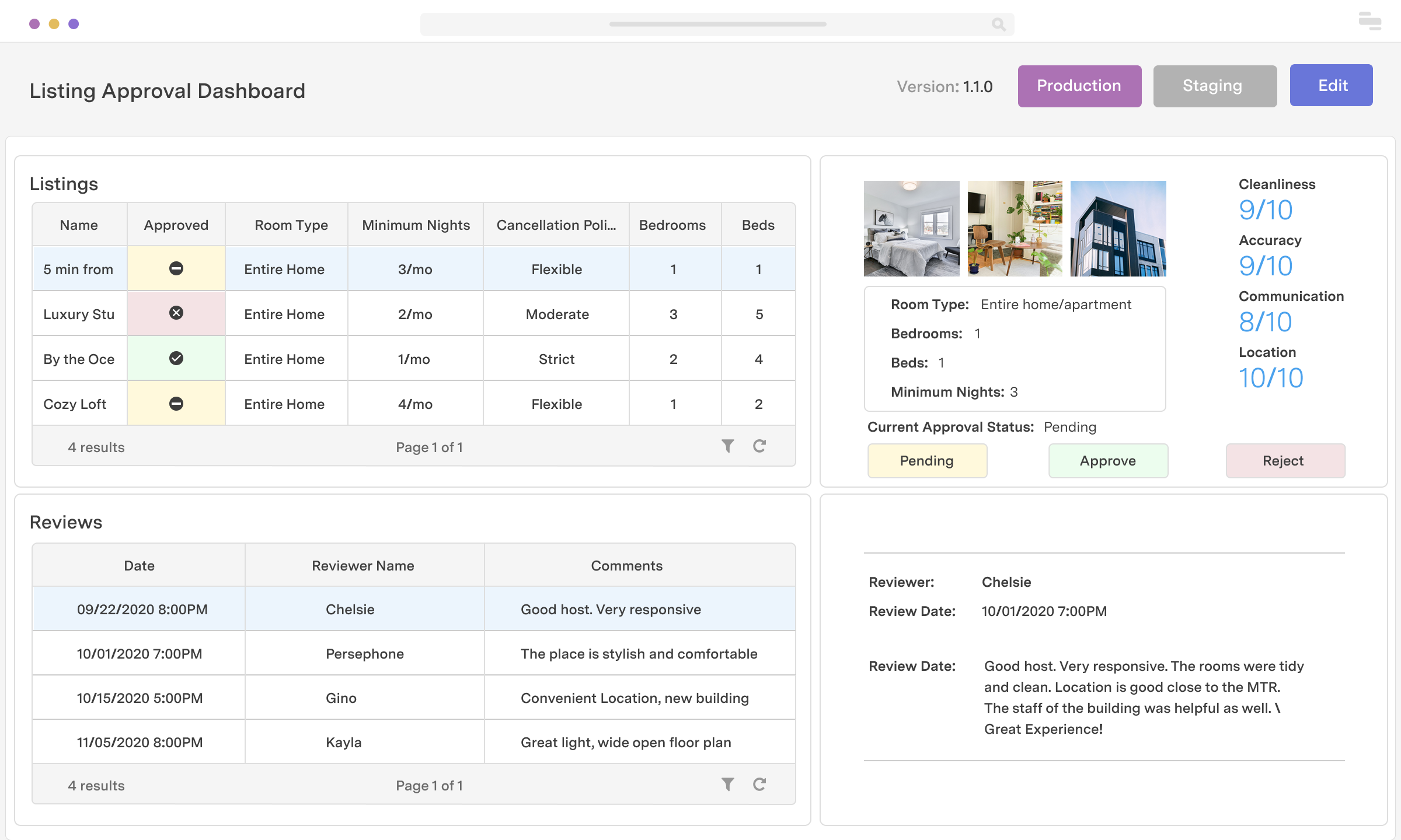 Listing approval tool