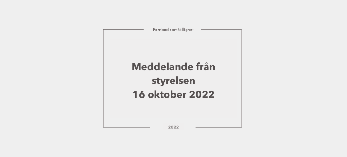 Meddelande från styrelsen 16 oktober 2022 med debiteringslängd