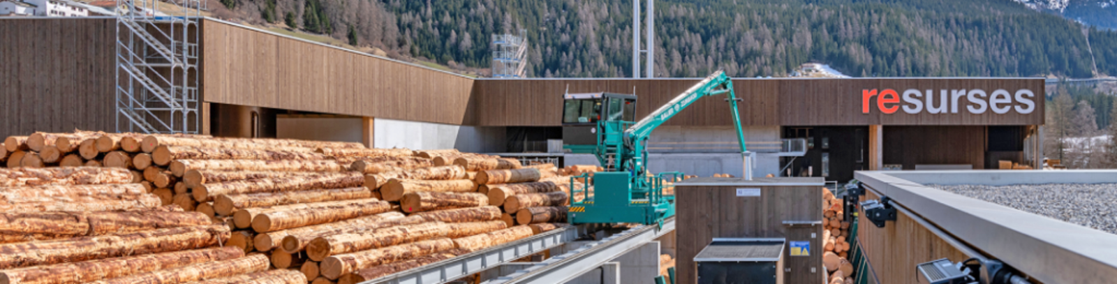 Pile de bois dans un paysage enneigé du Val Surses