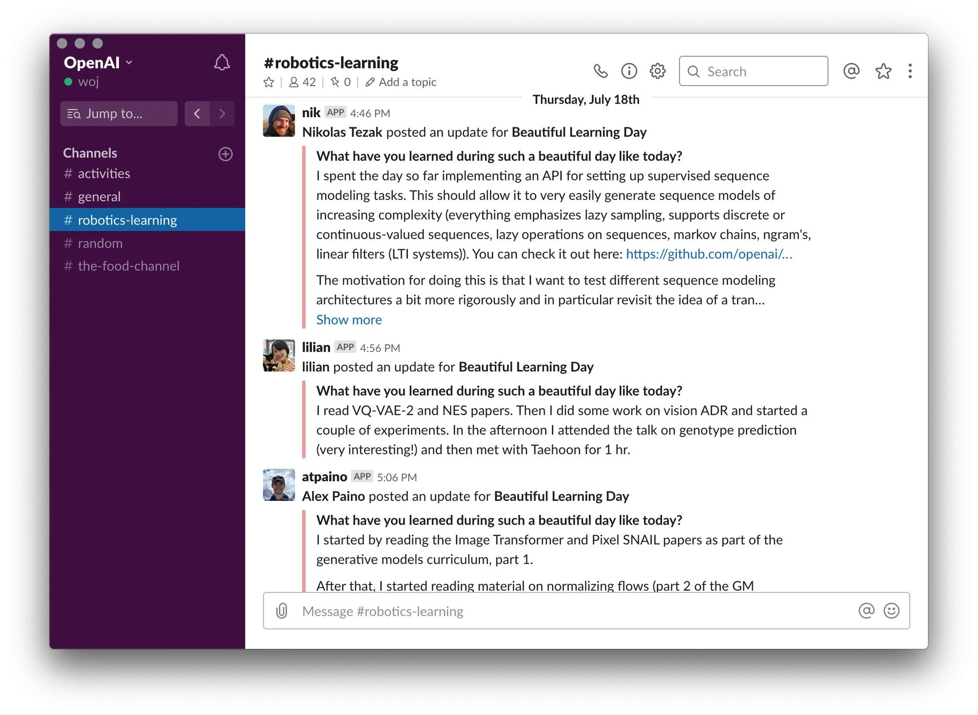 Learning Day Slack