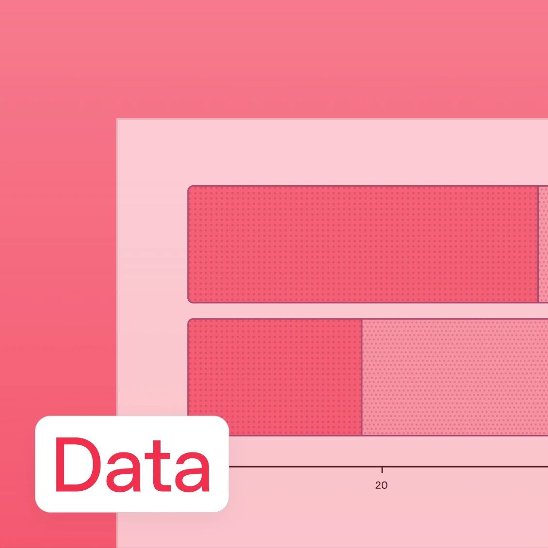 Red data illustration with charts and a Data label.