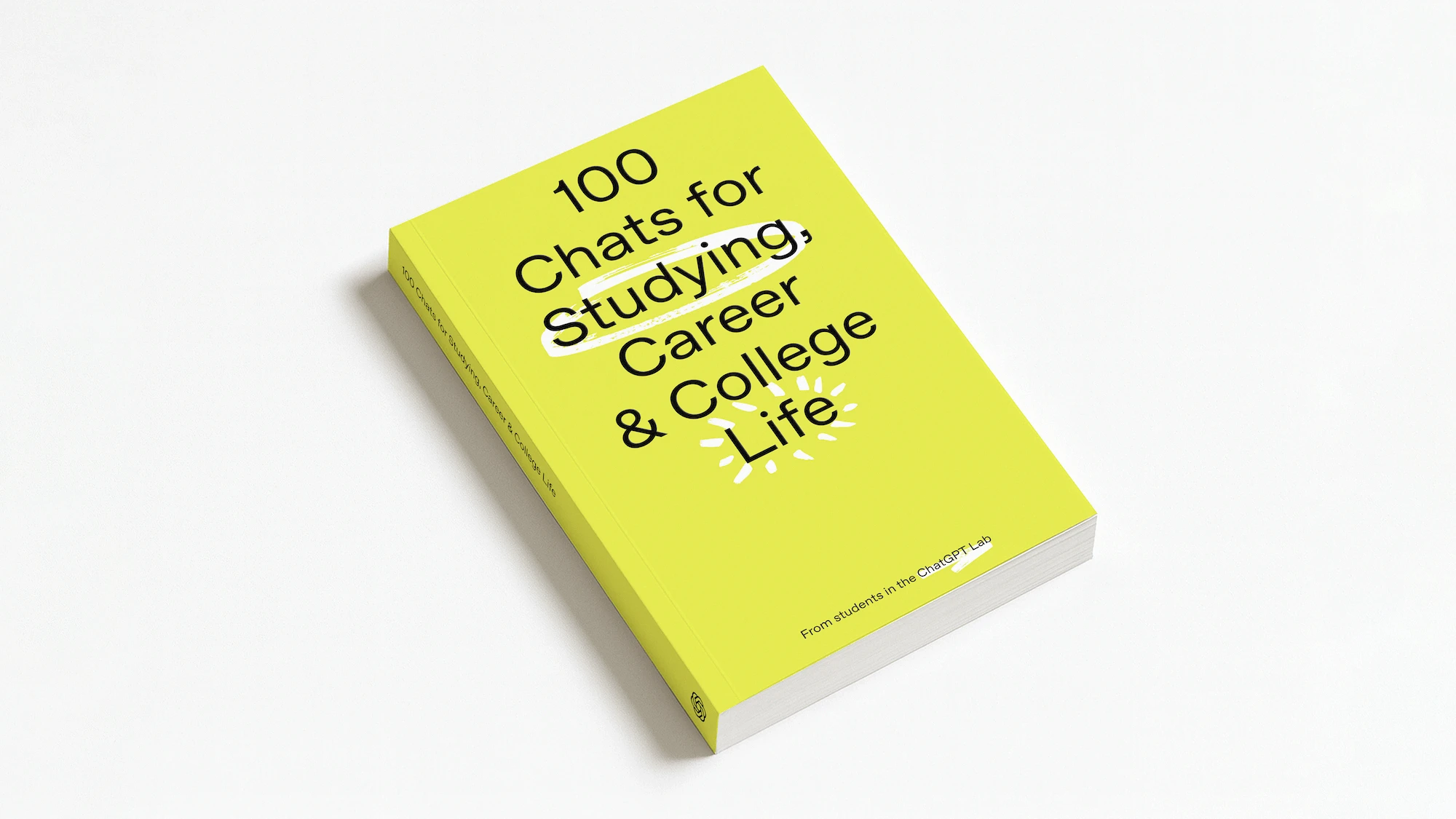 Yellow book cover titled “100 Chats for Studying, Career & College Life.”