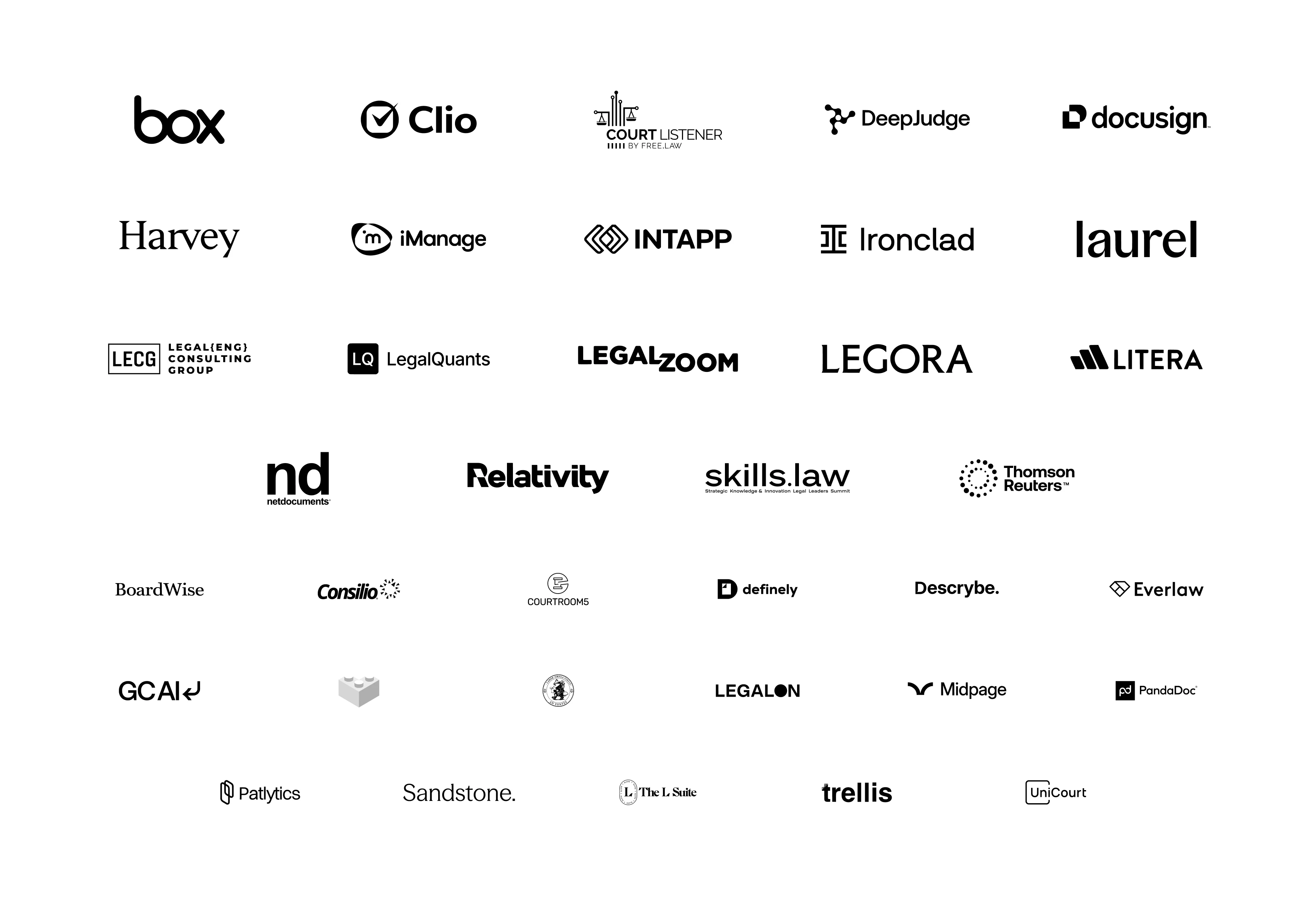 Still image of legal ecosystem company logos.