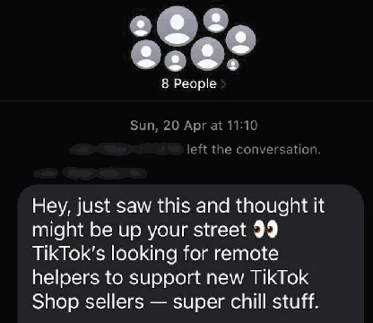 Cold-call message generated using ChatGPT and distributed by Operation Wrong Number.