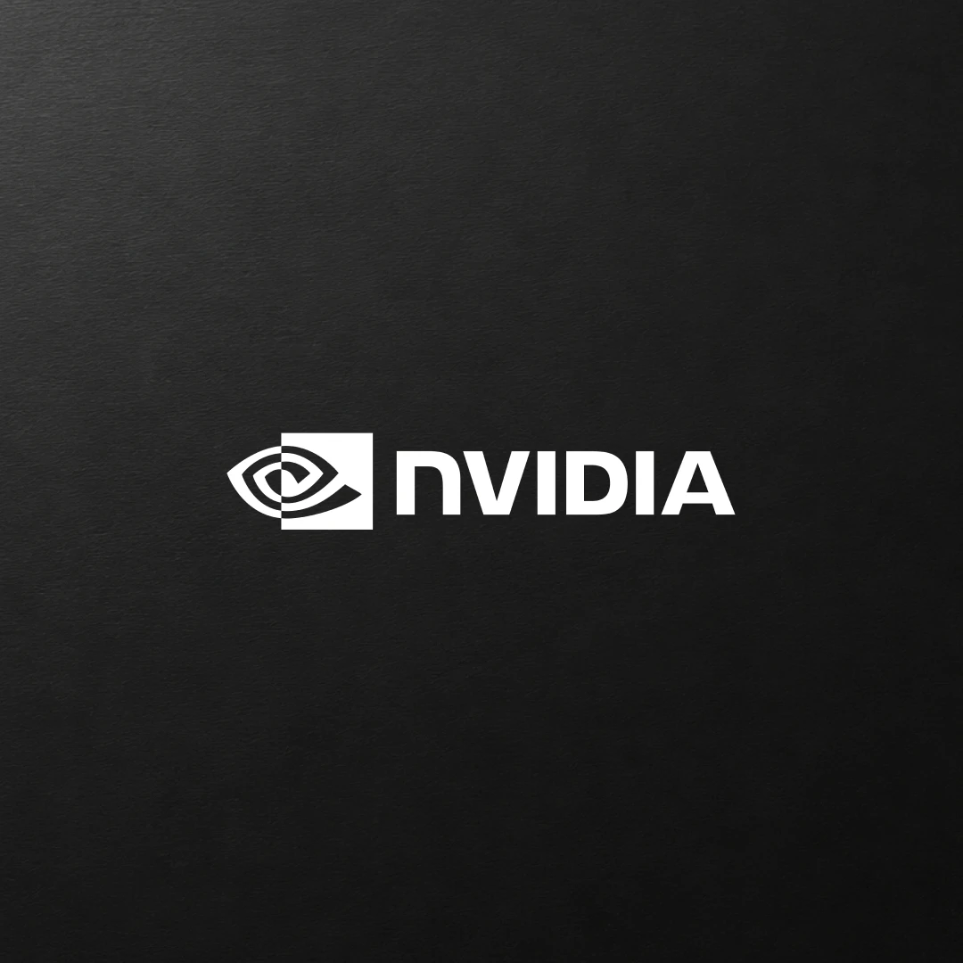 NVIDIA logo on a green and black abstract background.