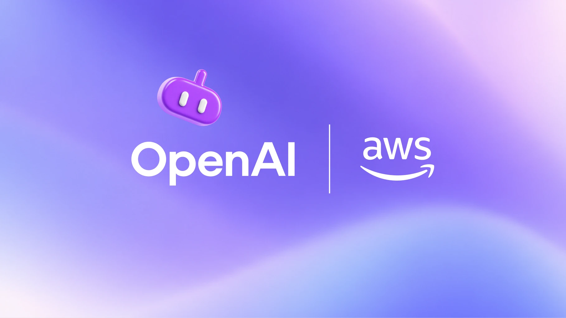OpenAI and AWS logos on a blue and purple gradient.