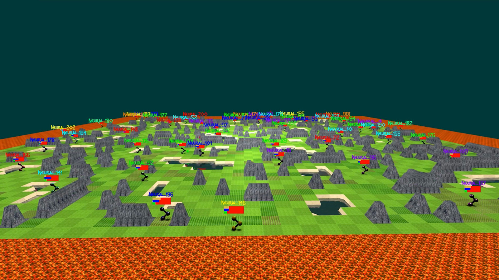 Neural MMO: A massively multiagent game environment