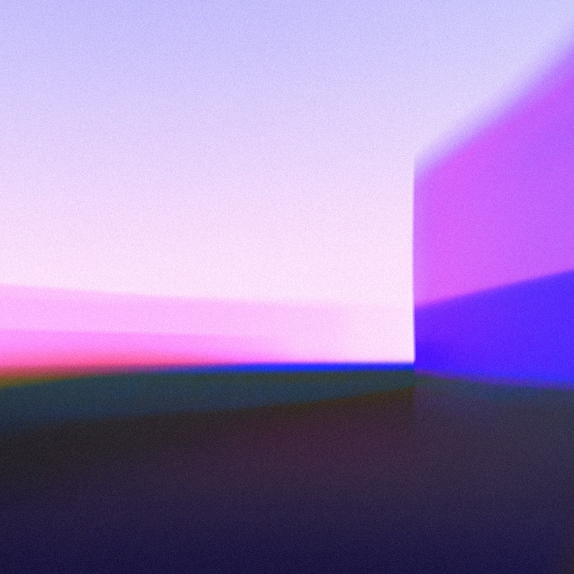 Abstract digital artwork with gradients of purple, pink, and blue forming soft geometric shapes and streaks, creating a futuristic and minimalistic atmosphere.