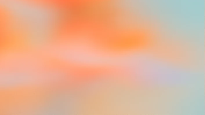 Abstract gradient background with soft teal and beige tones blending into warm orange and yellow hues, with blurred organic shapes.
