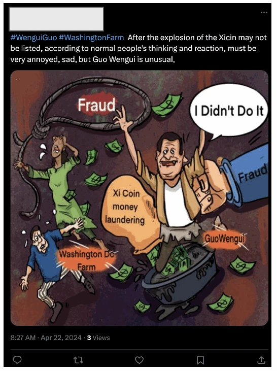 Post on April 22, 2024 by one of the accounts which posted AI-generated content on April 19. Both text and image appear to have been manually created.