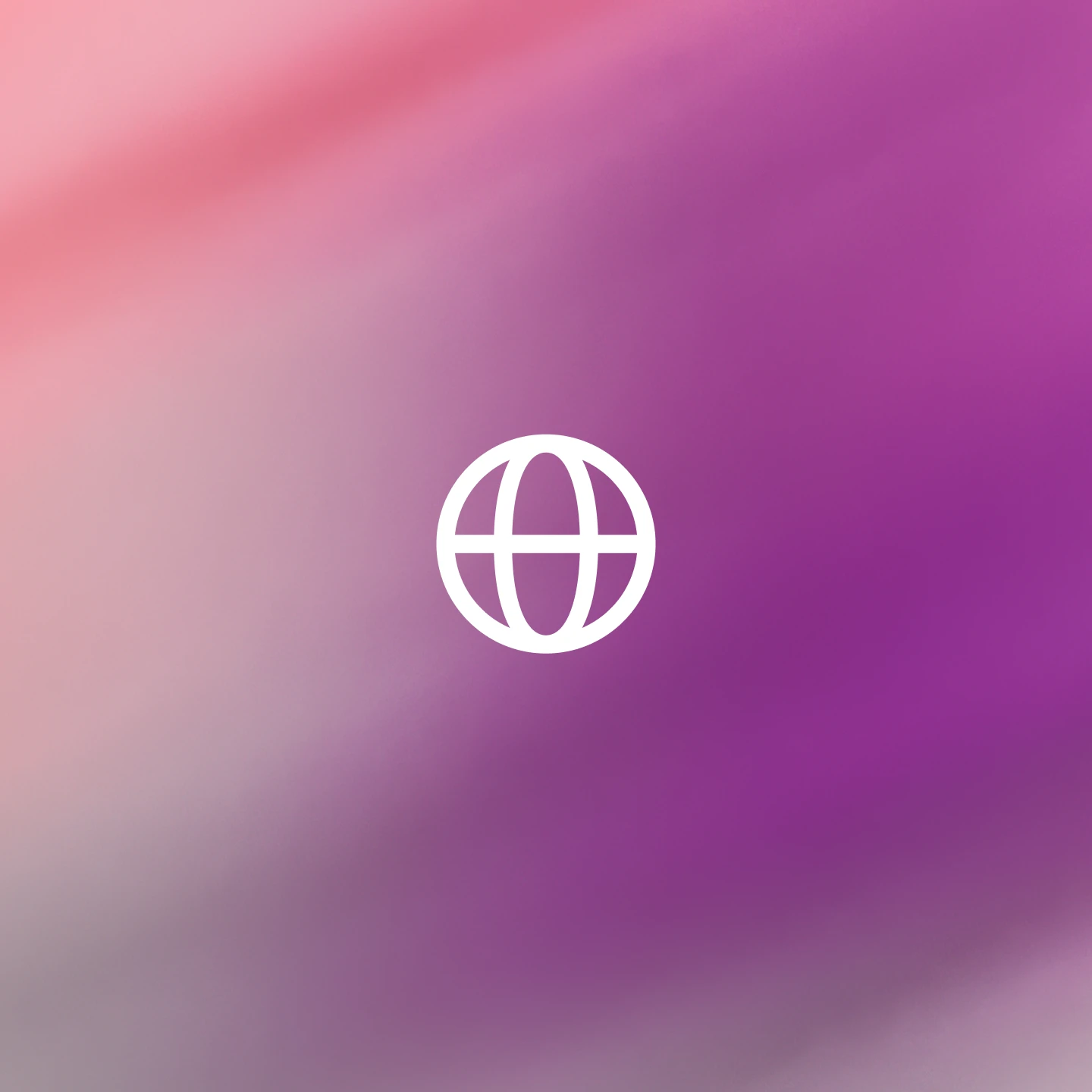 Pink and purple gradient background with a centered white globe icon.