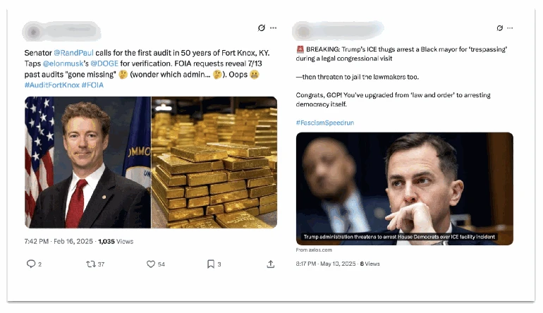 Tweets posted by fictitious personas in Operation Uncle Spam.