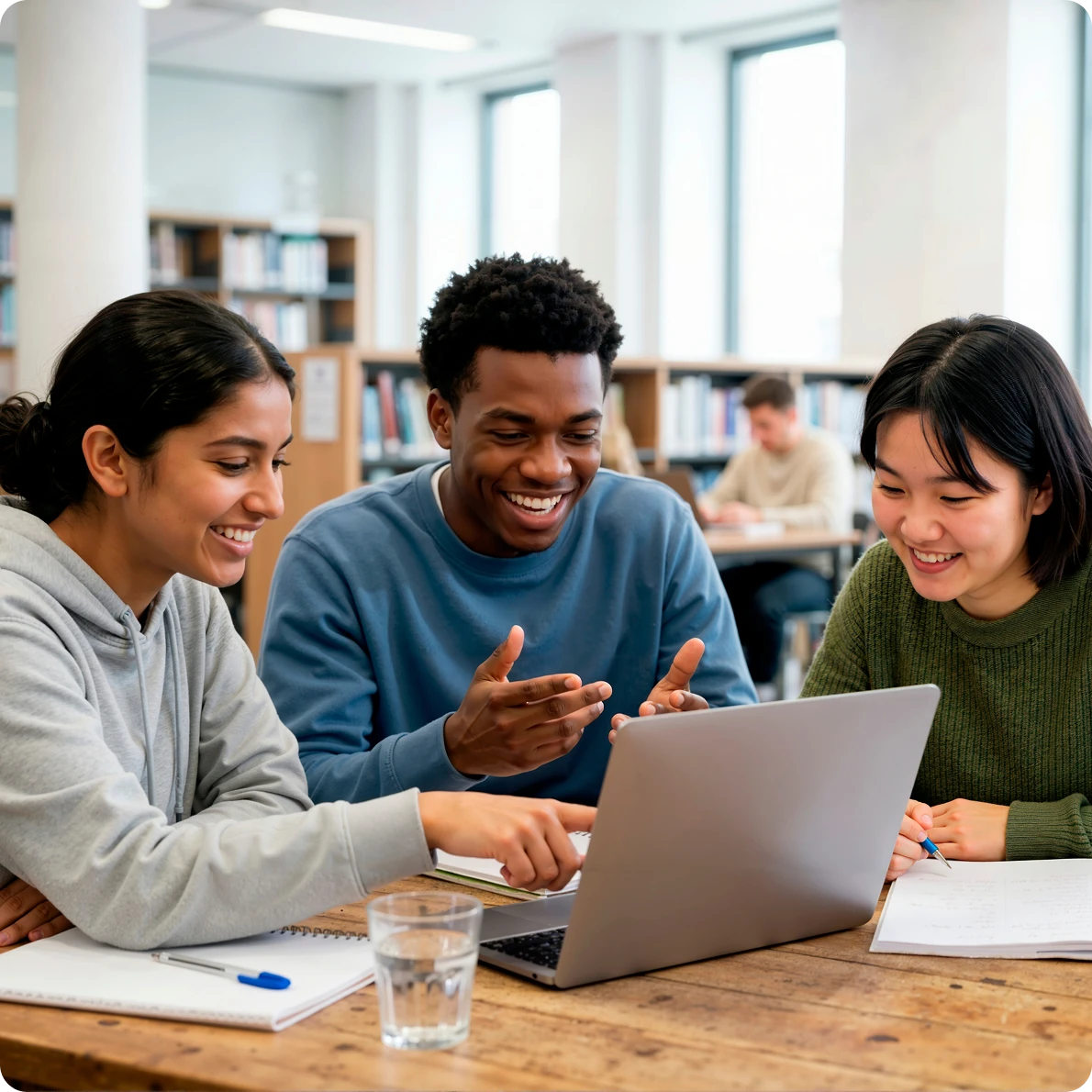 Higher education students collaborating in a learning space.