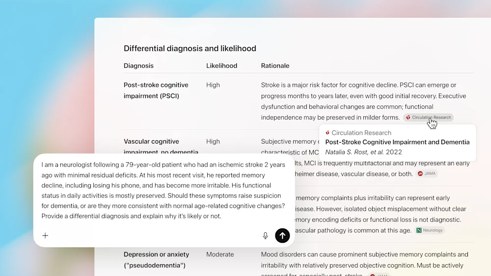 Diagram illustrating AI assisting clinical reasoning support in healthcare.