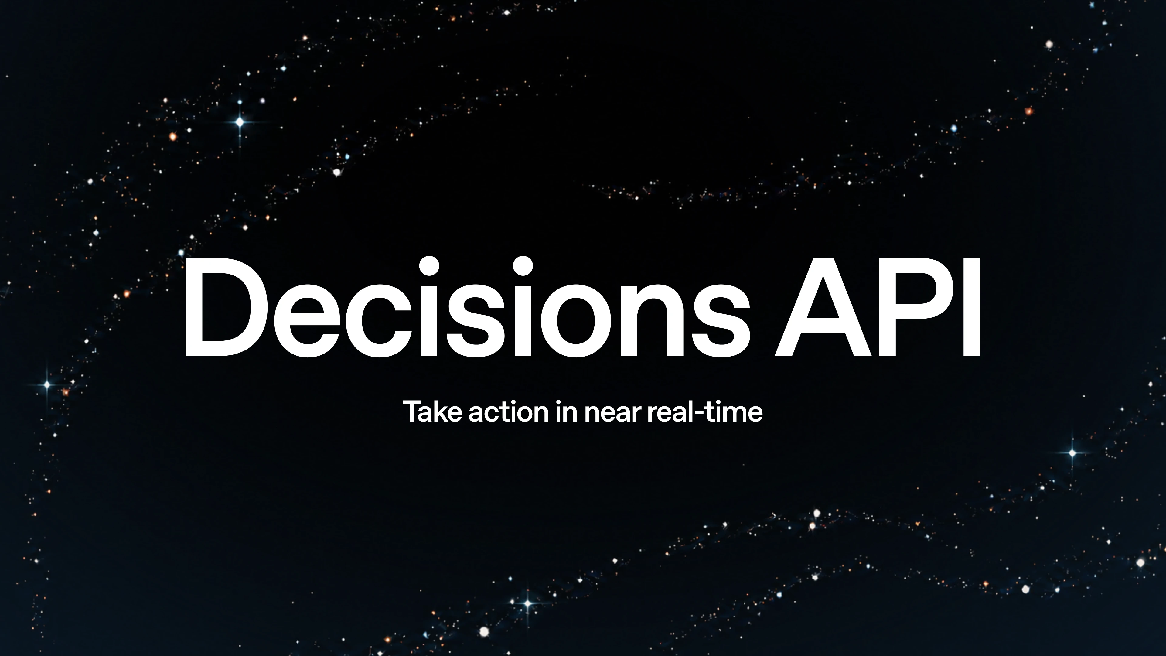 Decisions API text on space background.
