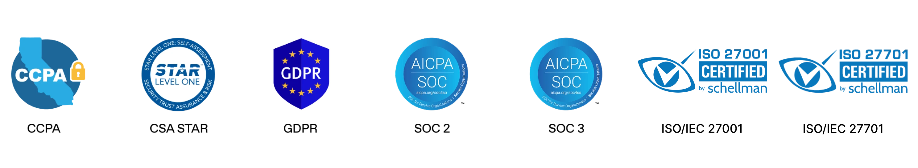 CCPA, GDPR, SOC, and STAR badges