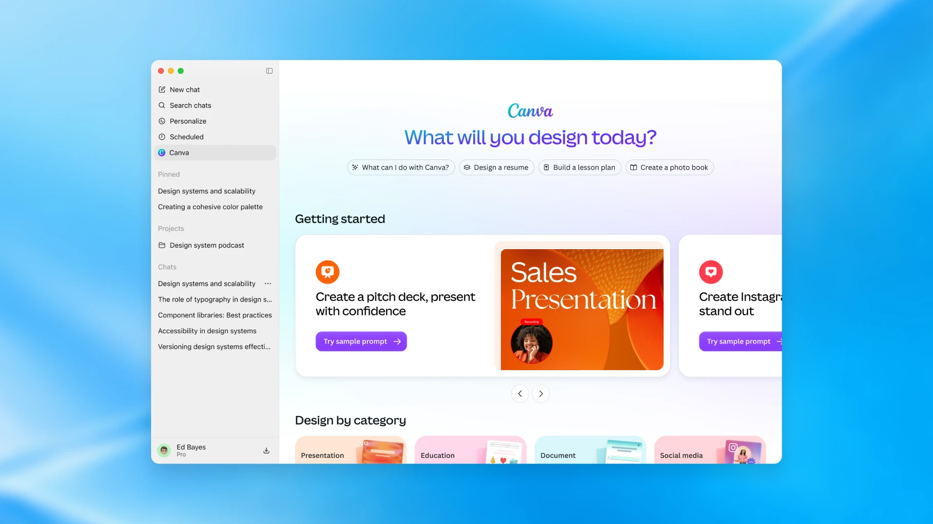 Canva plugin extension shown in the ChatGPT sidebar.