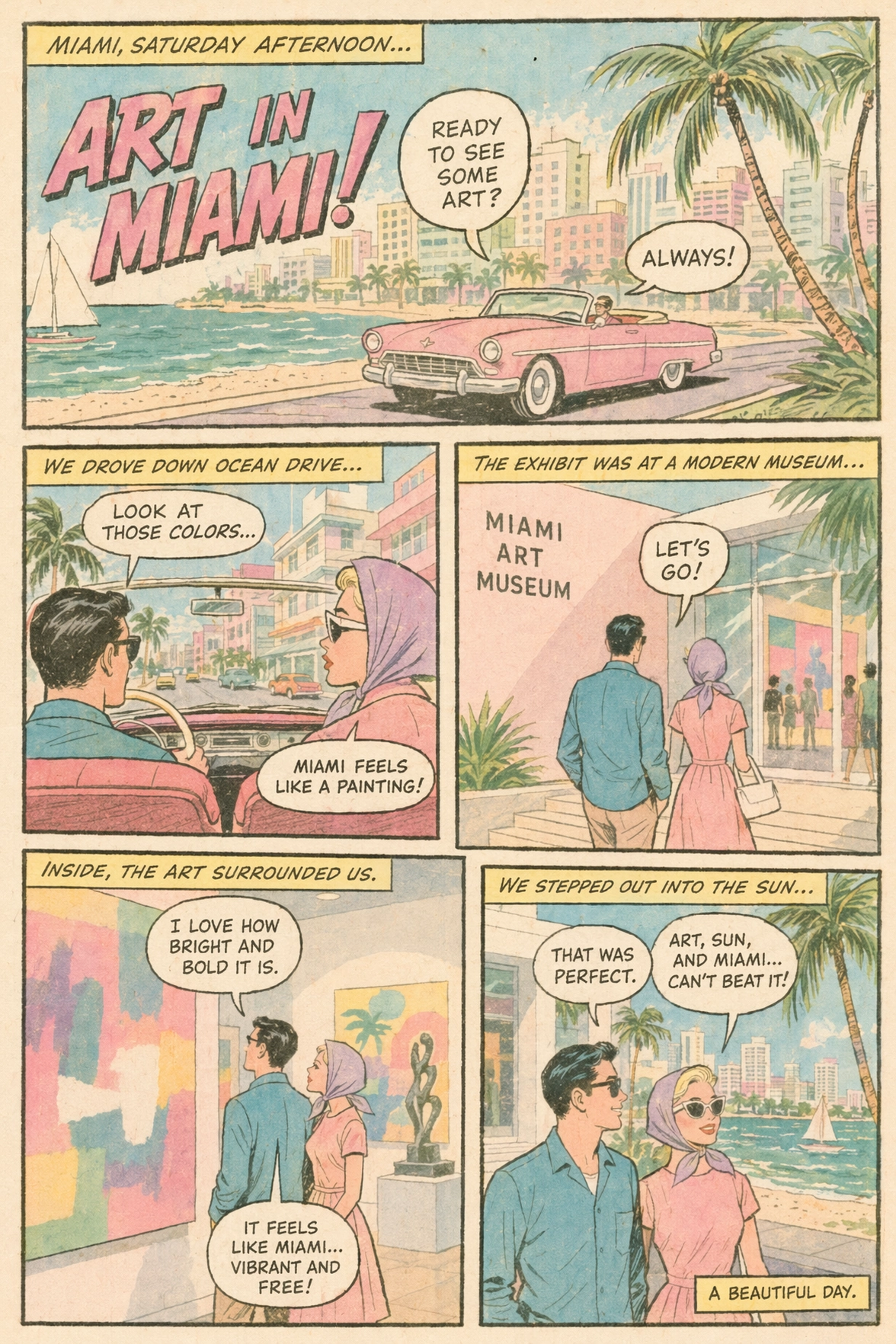 Generated example for Midcentury pastel comic