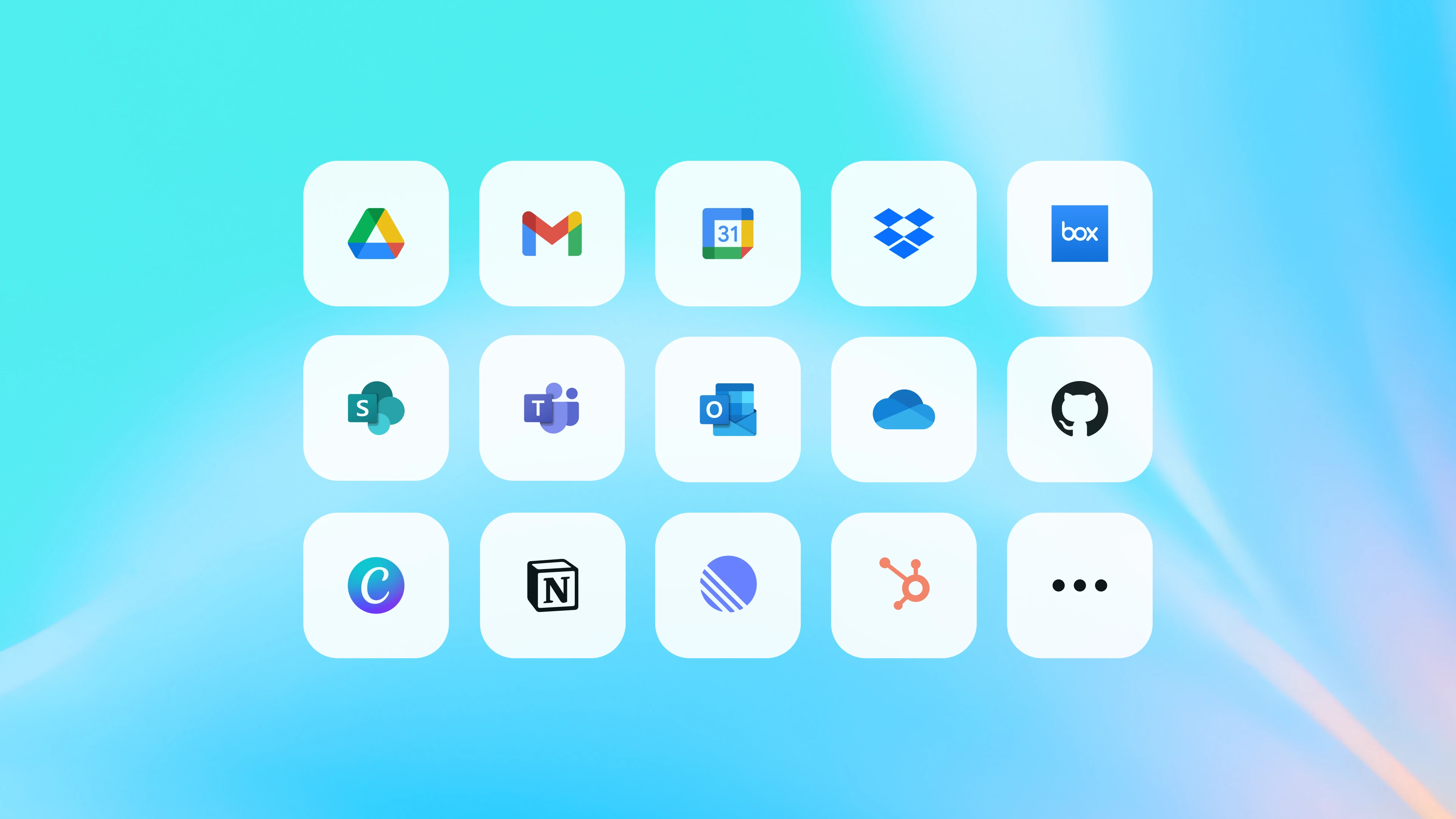 Grid of app logos on a blue gradient background。