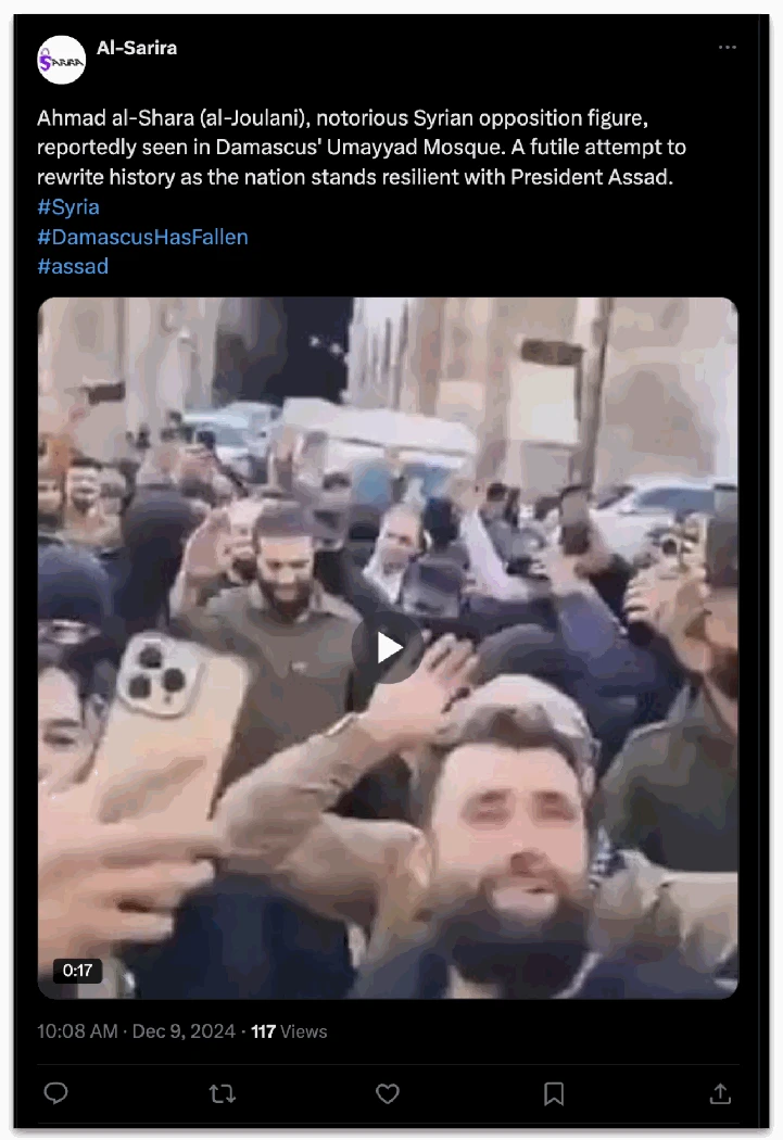 Tweet generated by Iranian influence activity.