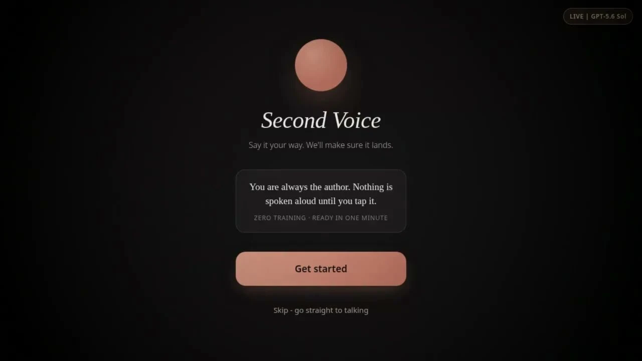 Second Voice Build Week winning project screenshot