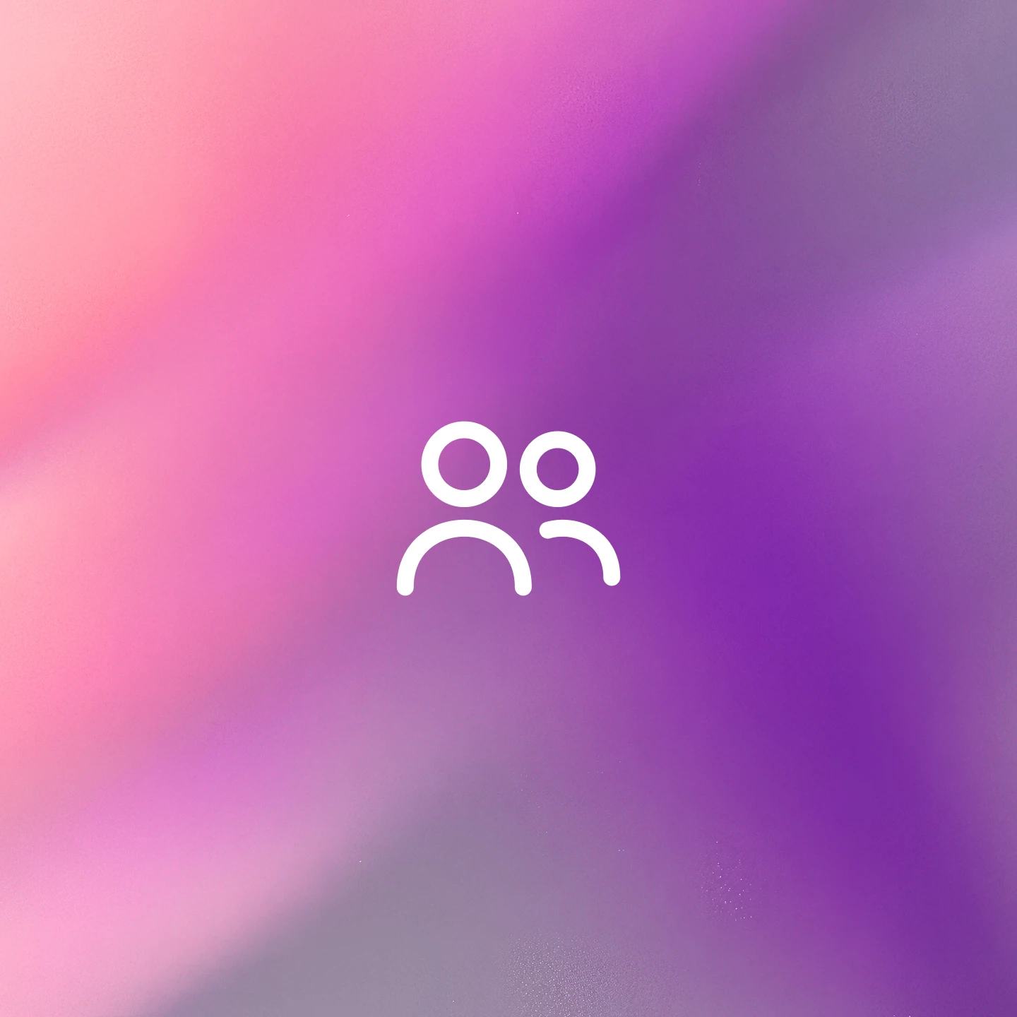 Pink and purple gradient background with a centered white icon of two people.