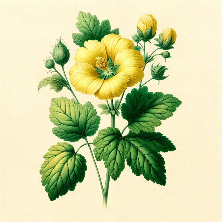 A yellow flower in the style of classic botanical illustrations.