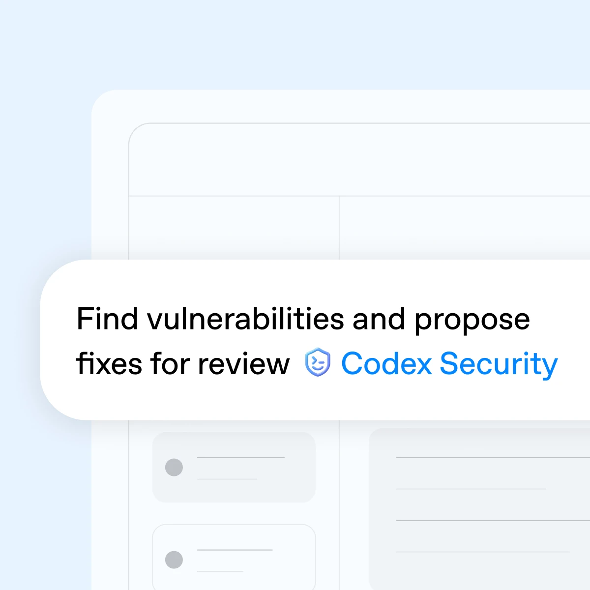 Prompt card reading Find vulnerabilities and propose fixes for review using Codex Security.