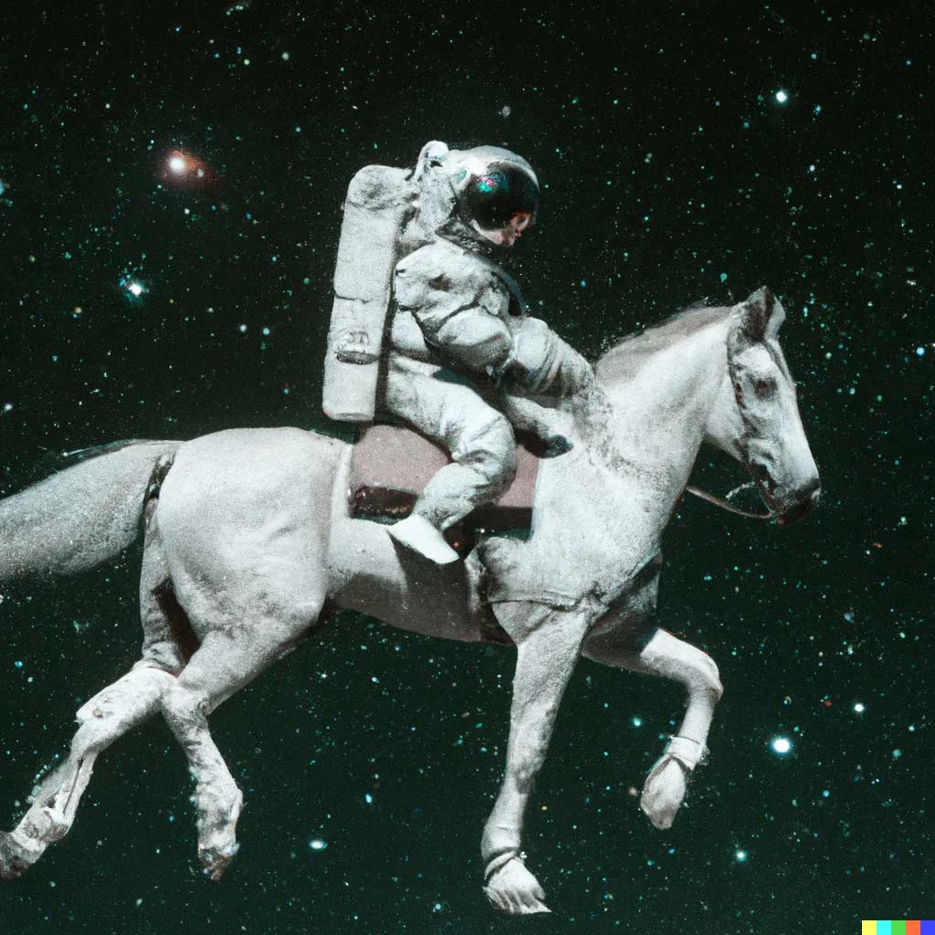DALL-E 2 example of an astronaut riding a horse.