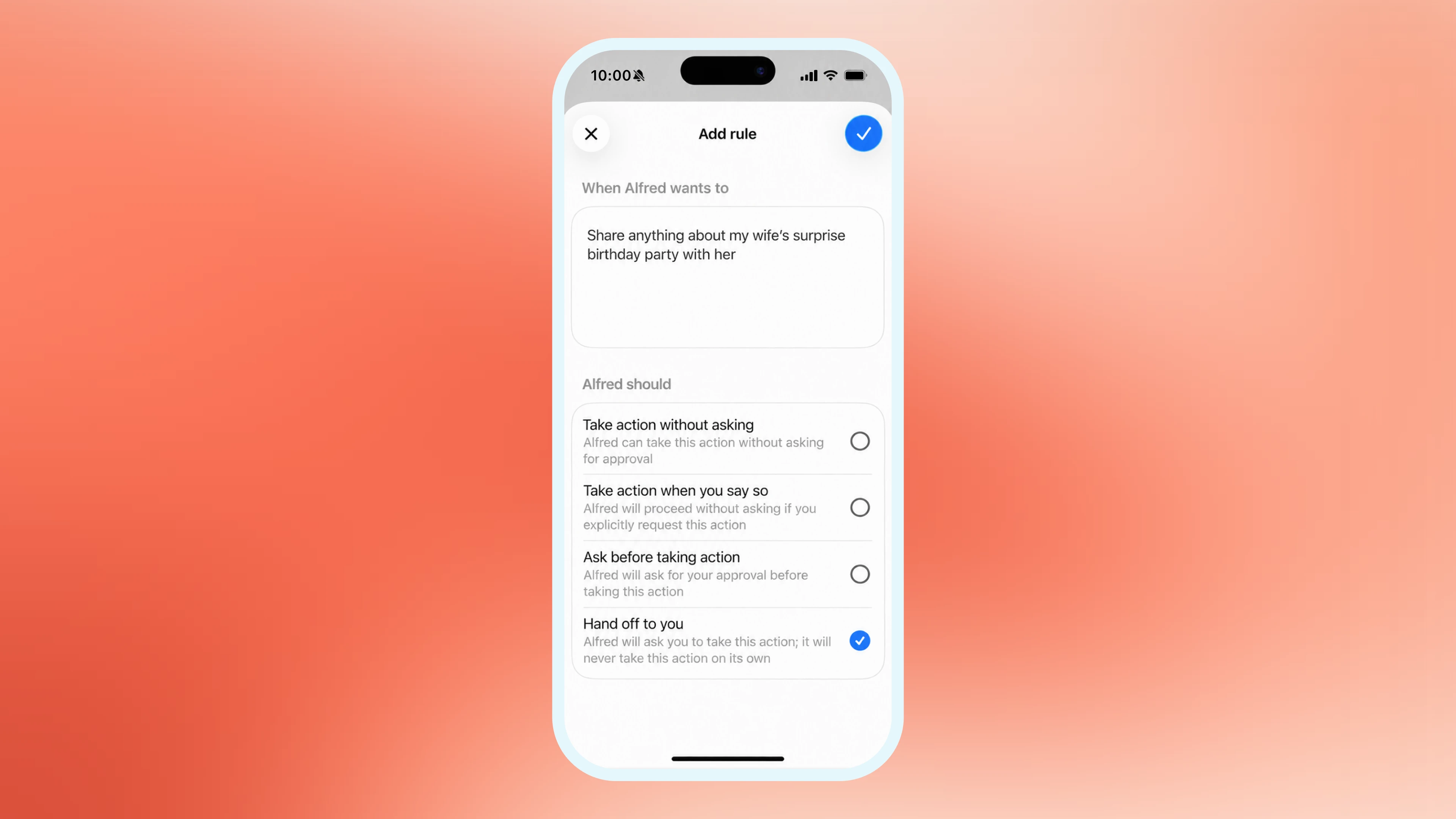 Custom Rules displayed in a phone shell on the dots wallpaper.