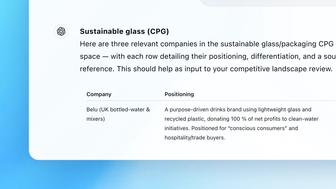 ChatGPT interface showing instructions for a research assistant to create an executive summary about new EU tax legislation (2025), including goals and summary sections with policy details.