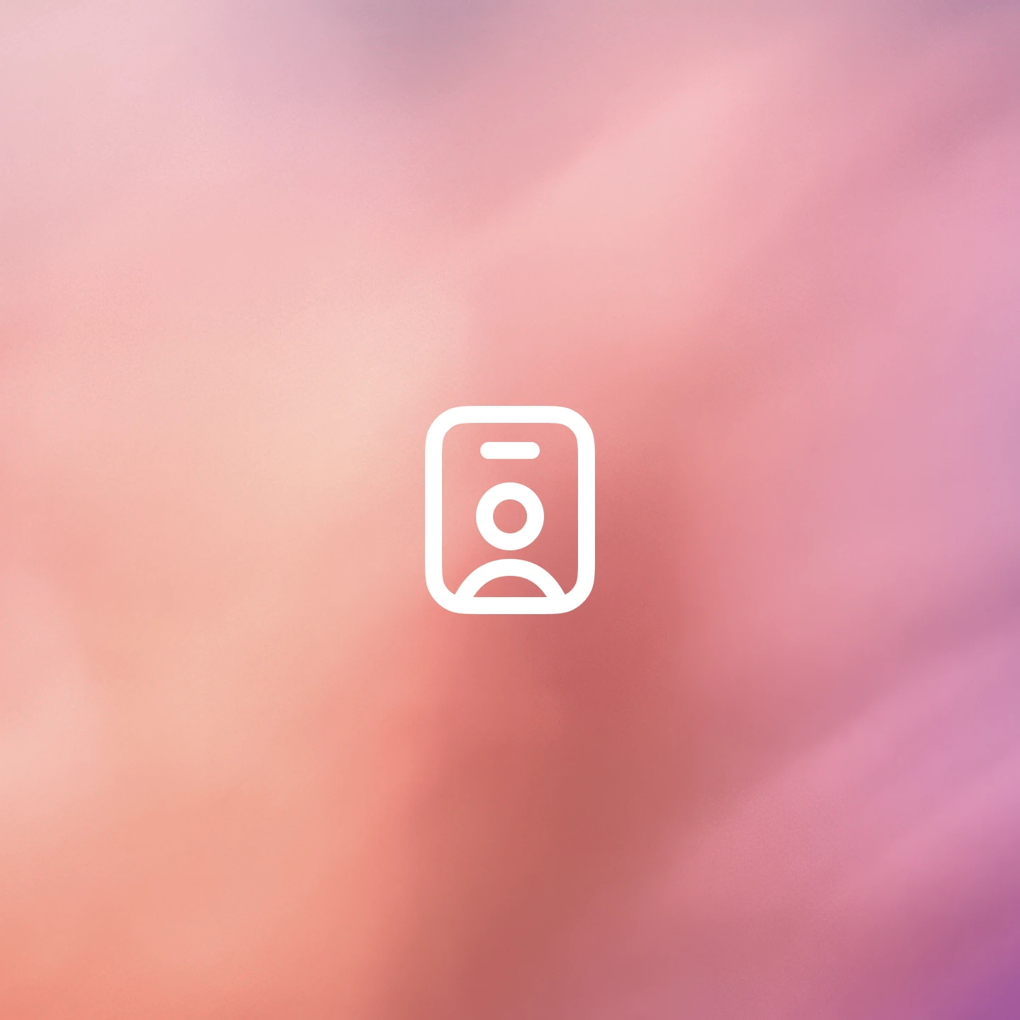 Pink and orange gradient background with a centered white ID card icon.