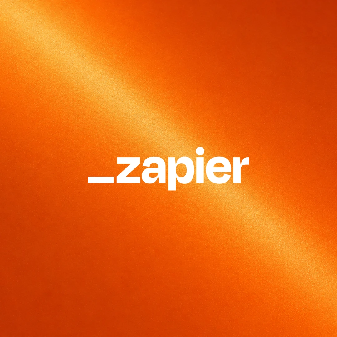 Zapier logo centered on an orange gradient background.