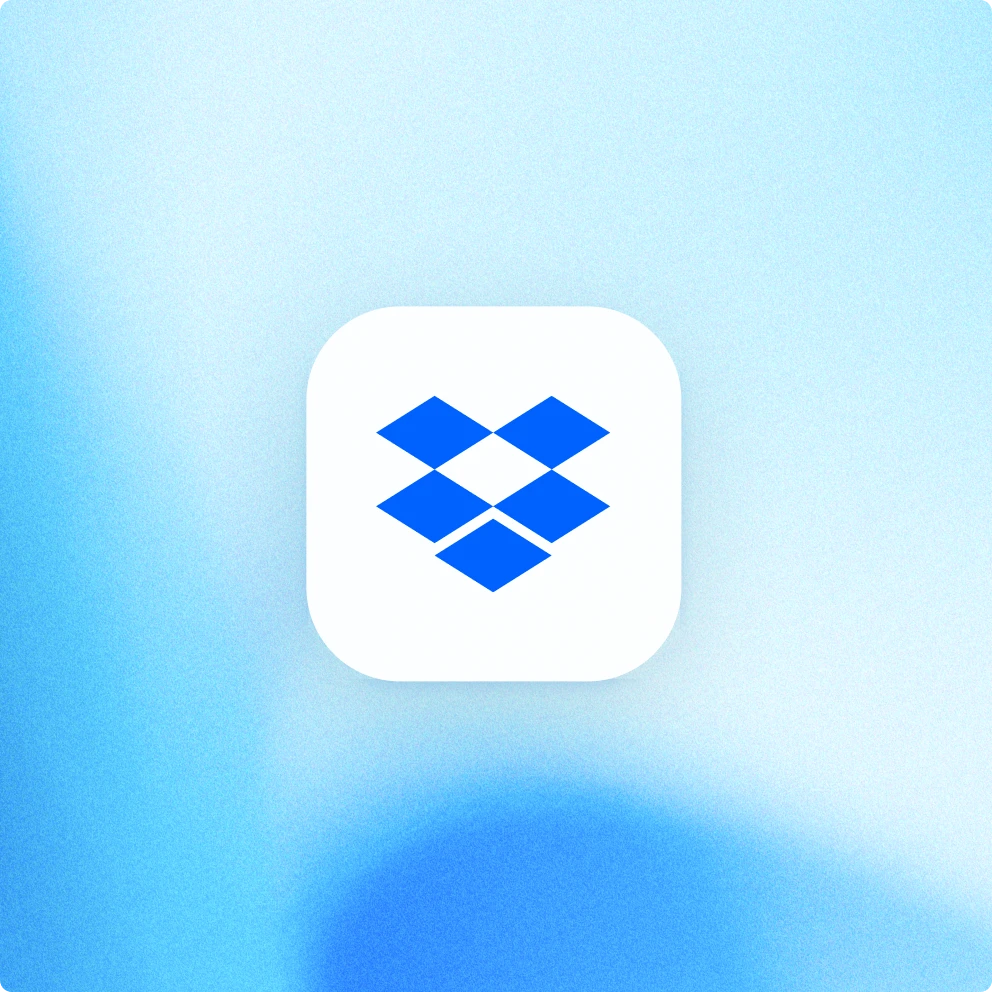 Dropbox logo on a blue gradient background
