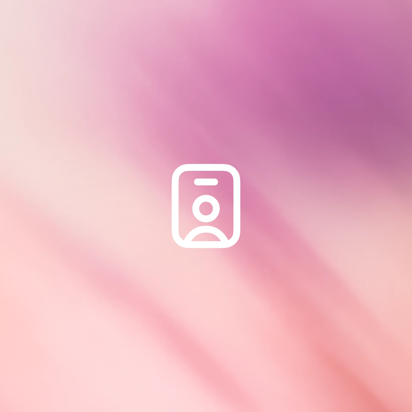 Pink and purple gradient background with a centered white ID card icon.